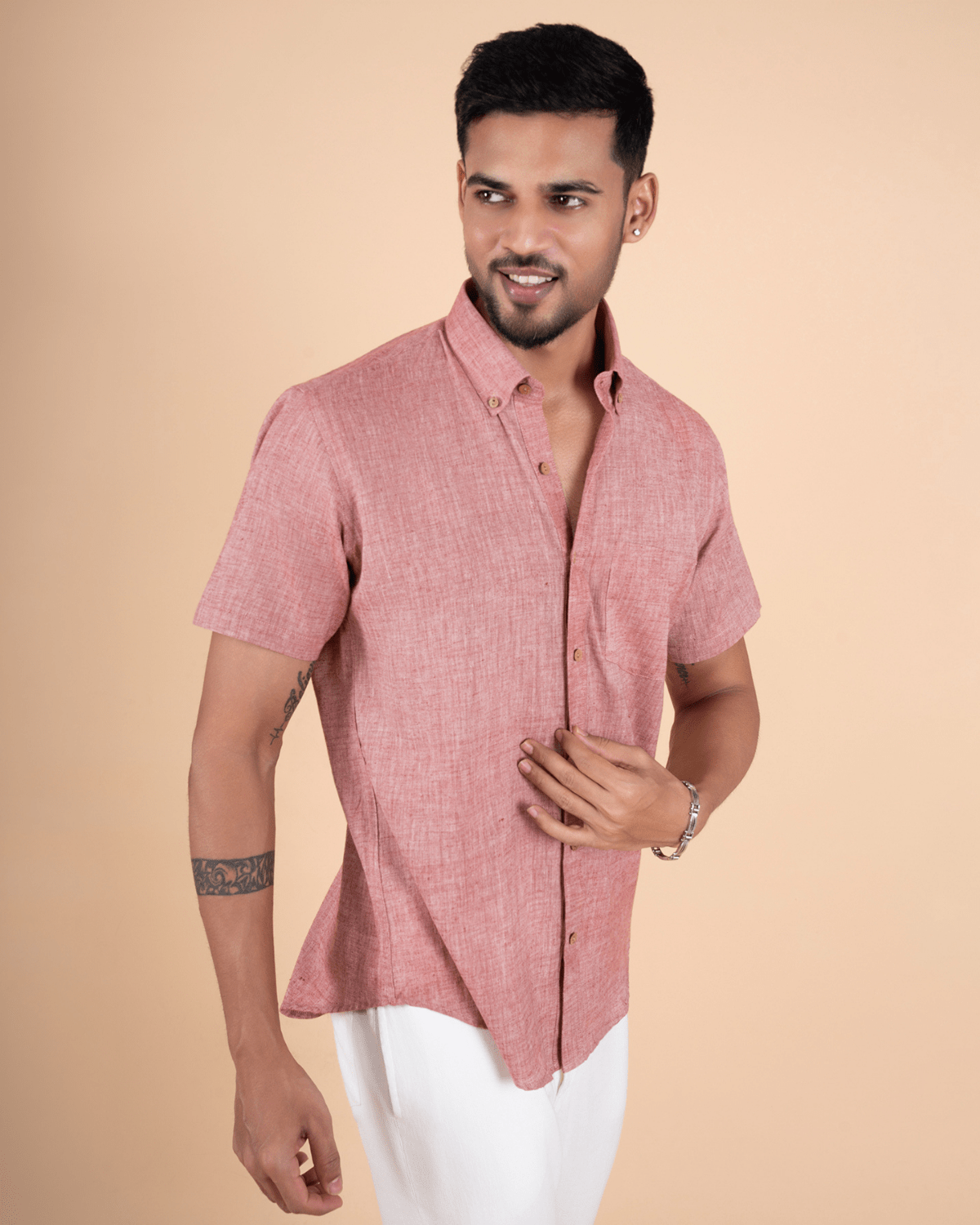 Earth Tone Half Sleeve Men Shirt - Image 2