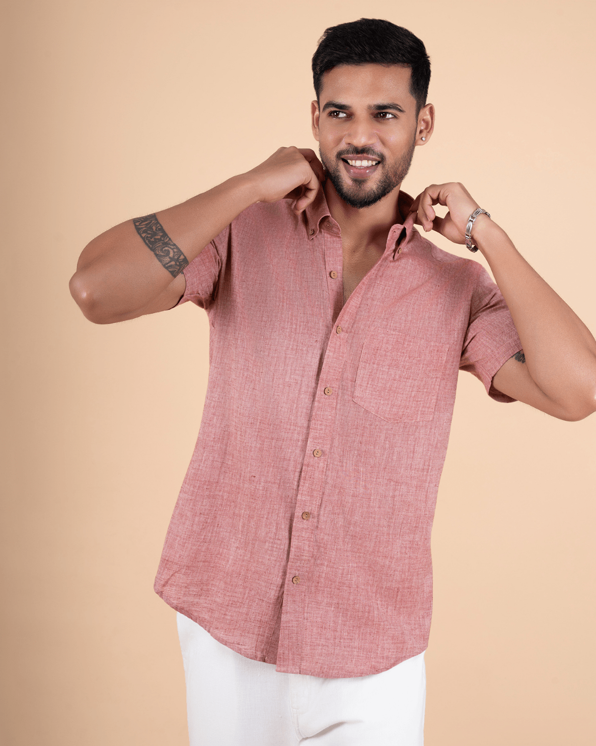 Earth Tone Half Sleeve Men Shirt - Image 4