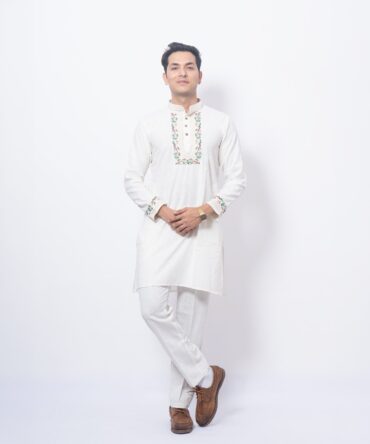 Elegant White Phool Rang Embroidered Kurta Set